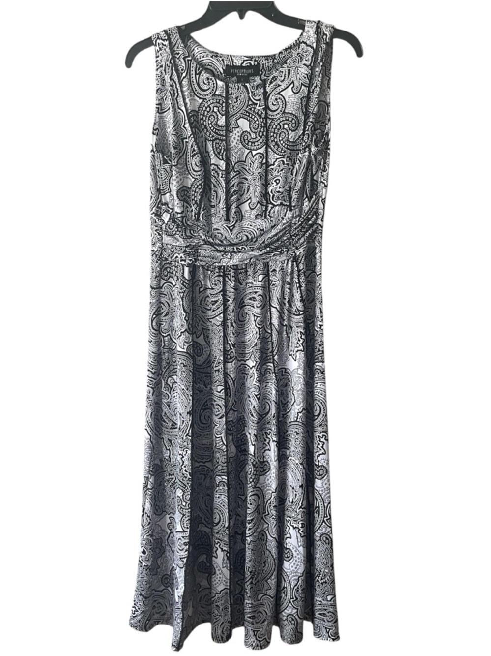 Perceptions Black & White Paisley Midi Dress